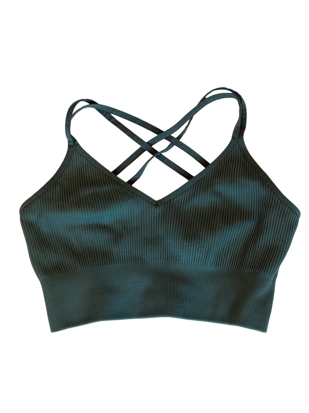 3/$15 NWOT SO Sage Seamless Criss Cross Ribbed Crop Top Bralette Medium - Picture 7 of 10